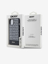 DKNY PU Leather Repeat Pattern Bottom Stripe MagSafe Back Cover for iPhone 14 Black DKNY