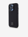 DKNY PU Leder Stack Logo Magsafe Back Cover für iPhone 15 Pro Schwarz DKNY