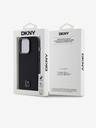 DKNY PU Leder Stack Logo Magsafe Back Cover für iPhone 15 Pro Schwarz DKNY