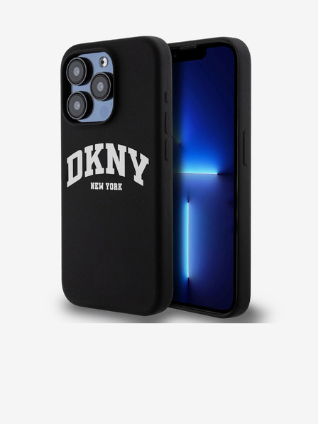 DKNY Liquid Silicone Arch Logo MagSafe Back Cover für iPhone 15 Pro Schwarz DKNY