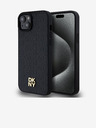 DKNY PU Leder Repeat Pattern Stack Logo Magsafe Back Cover für iPhone 15 Plus Schwarz DKNY