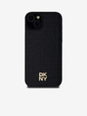 DKNY PU Leder Repeat Pattern Stack Logo Magsafe Back Cover für iPhone 15 Plus Schwarz DKNY