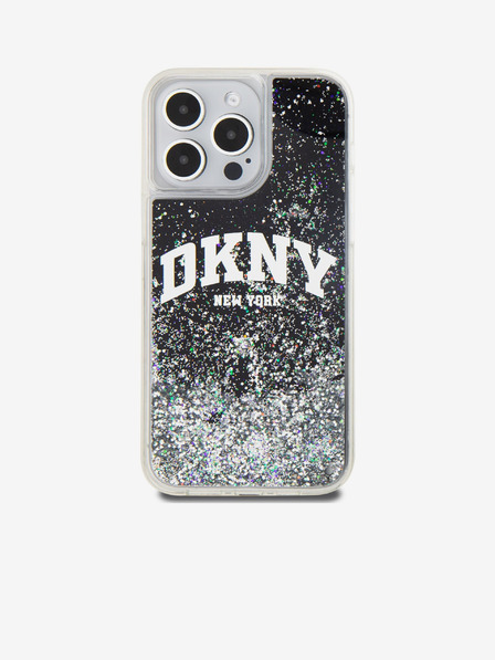 DKNY Liquid Glitter Arch Logo Back Cover für iPhone 14 Pro Schwarz DKNY