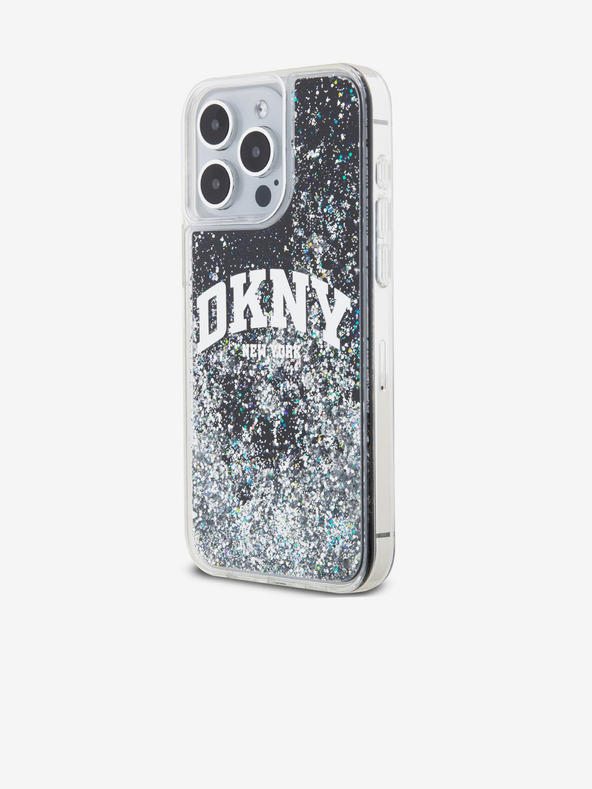 DKNY Liquid Glitter Arch Logo Back Cover für iPhone 14 Pro Schwarz DKNY