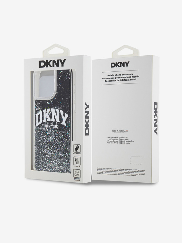 DKNY Liquid Glitter Arch Logo Back Cover für iPhone 14 Pro Schwarz DKNY