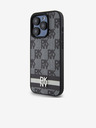 DKNY Schutzhülle für iPhone 14 Pro Max aus PU-Leder mit Karomuster und Streifen Schwarz DKNY