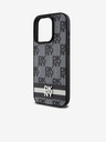DKNY Schutzhülle für iPhone 14 Pro Max aus PU-Leder mit Karomuster und Streifen Schwarz DKNY