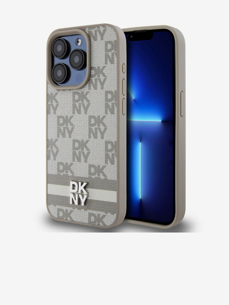 DKNY Rückseite aus PU-Leder mit Karomuster und Streifen für iPhone 13 Pro Beige DKNY