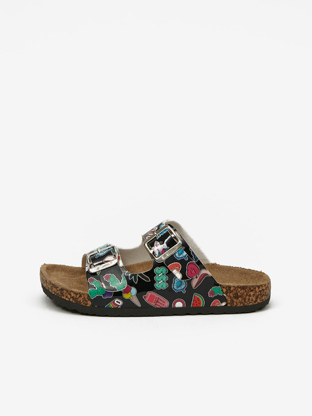 Lee Cooper Schwarze gemusterte Mädchen-Pantoffeln Lee Cooper