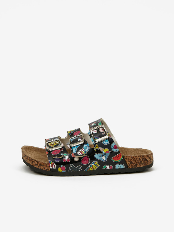 Lee Cooper Schwarze gemusterte Mädchen-Pantoffeln Lee Cooper
