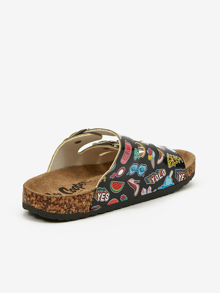Lee Cooper Schwarze gemusterte Mädchen-Pantoffeln Lee Cooper