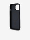 DKNY PU Leather Repeat Pattern Bottom Stripe MagSafe Back Cover for iPhone 15 Black DKNY