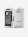 DKNY PU Leather Repeat Pattern Bottom Stripe MagSafe Back Cover for iPhone 15 Black DKNY