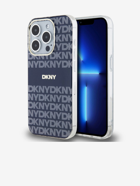 DKNY PC/TPU Wiederholungsmuster Tonal Stripe Magsafe Schutzhülle für iPhone 15 Pro Blau DKNY