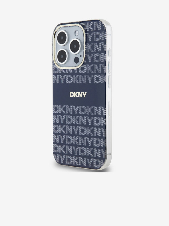 DKNY PC/TPU Wiederholungsmuster Tonal Stripe Magsafe Schutzhülle für iPhone 15 Pro Blau DKNY