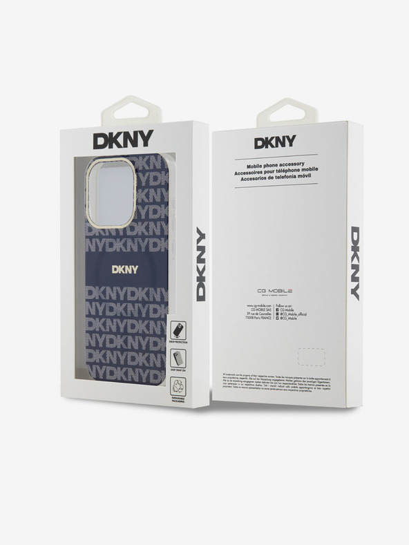 DKNY PC/TPU Wiederholungsmuster Tonal Stripe Magsafe Schutzhülle für iPhone 15 Pro Blau DKNY