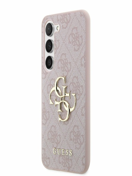 Guess PU 4G Metal Logo Rückseite Hülle für Samsung Galaxy S23 Pink Handyhülle
