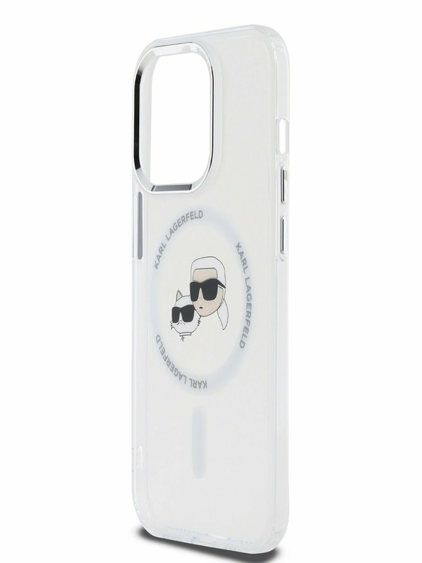 Karl Lagerfeld Karl Lagerfeld IML K&CH Heads Metallrahmen MagSafe Back Cover für iPhone 15 Pro Transparent
