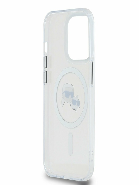 Karl Lagerfeld Karl Lagerfeld IML K&CH Heads Metallrahmen MagSafe Back Cover für iPhone 15 Pro Transparent