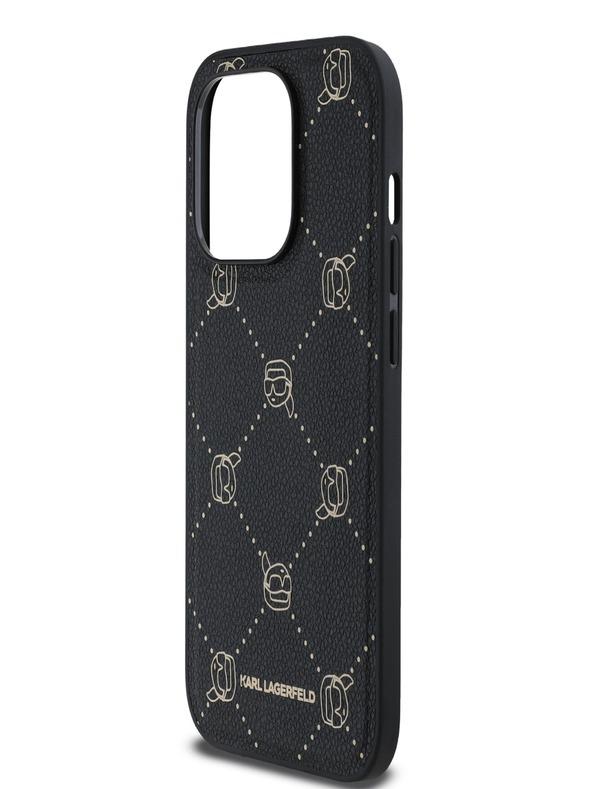 Karl Lagerfeld PU Karl Heads Pattern Magsafe Back Cover für iPhone 14 Pro Max Schwarz Karl Lagerfeld