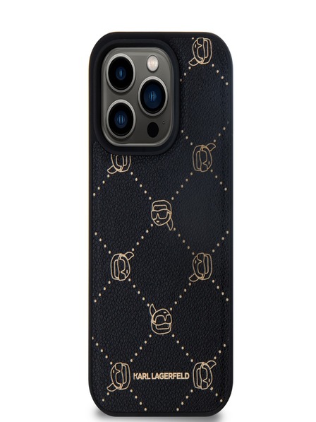 Karl Lagerfeld PU Karl Heads Pattern Magsafe Back Cover für iPhone 15 Pro Max Schwarz Karl Lagerfeld