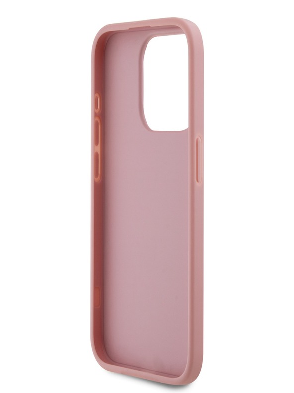 Karl Lagerfeld Faltenreiche PU Signature Logo Rückseite für iPhone 15 Pro Rosa Karl Lagerfeld