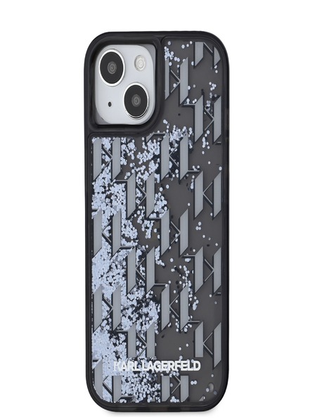 Karl Lagerfeld Liquid Glitter Monogram Gradient Back Cover für iPhone 15 Schwarz Karl Lagerfeld