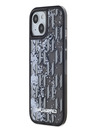 Karl Lagerfeld Liquid Glitter Monogram Gradient Back Cover für iPhone 15 Schwarz Karl Lagerfeld