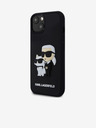 Karl Lagerfeld 3D Rubber Karl und Choupette Back Cover für iPhone 14 Schwarz Karl Lagerfeld