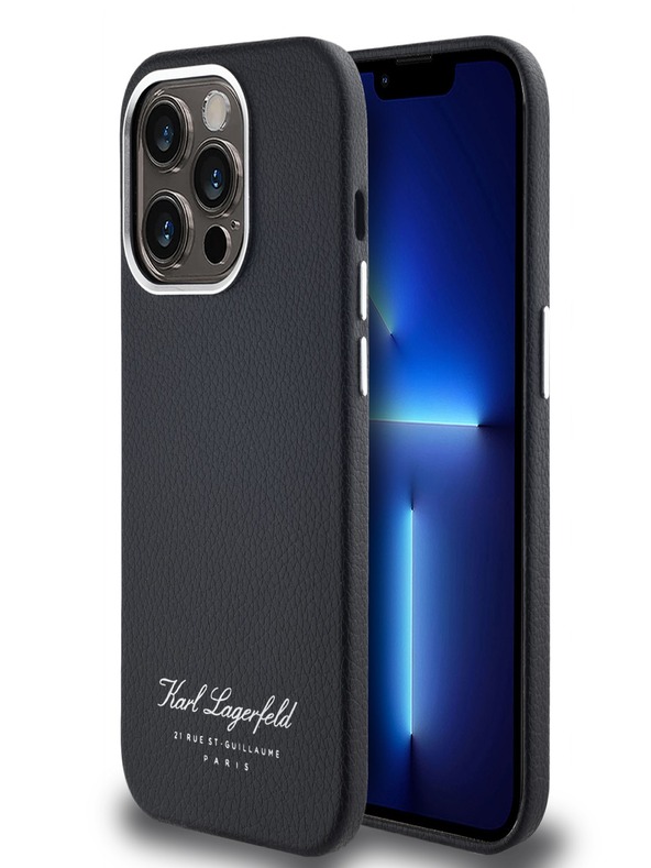 Karl Lagerfeld Genarbtes PU Hotel RSG Back Cover für iPhone 14 Pro Max Schwarz Karl Lagerfeld