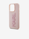 Karl Lagerfeld 3D-Gummi-Glitzer-Logo Karl Back Cover für iPhone 15 Pro Max Rosa Karl Lagerfeld