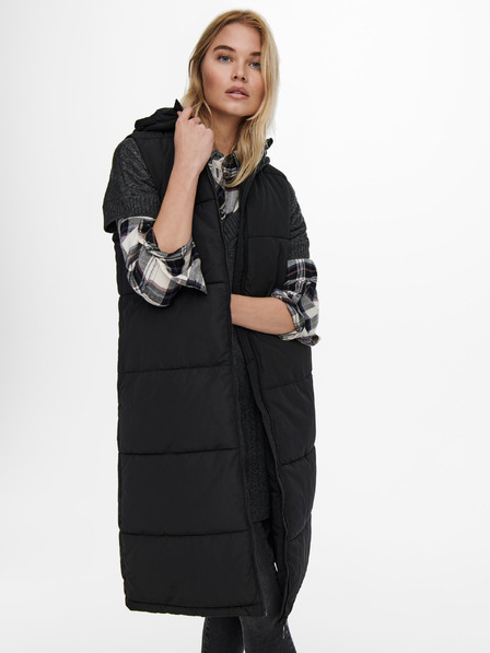 ONLY Schwarze lange Steppweste ONLY Alina