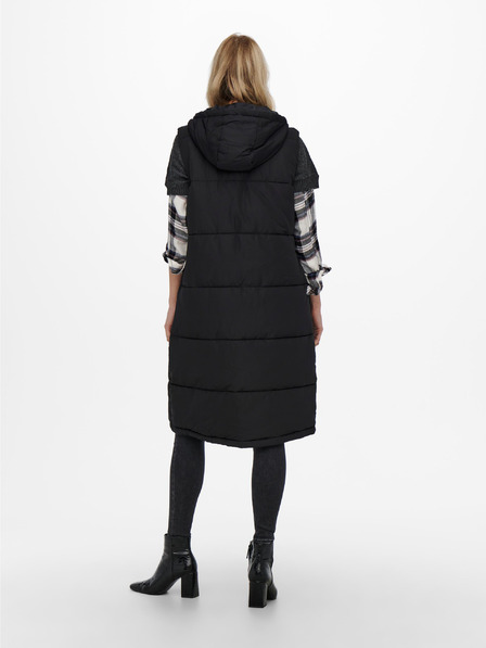 ONLY Schwarze lange Steppweste ONLY Alina