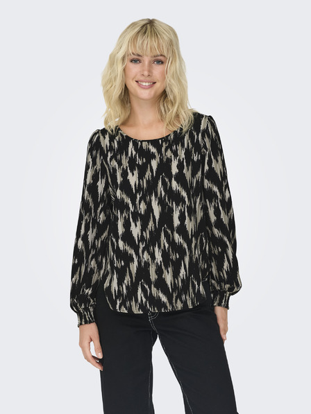 ONLY Beige und schwarz gemusterte Damenbluse ONLY Elite
