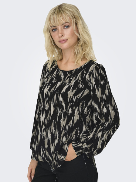 ONLY Beige und schwarz gemusterte Damenbluse ONLY Elite