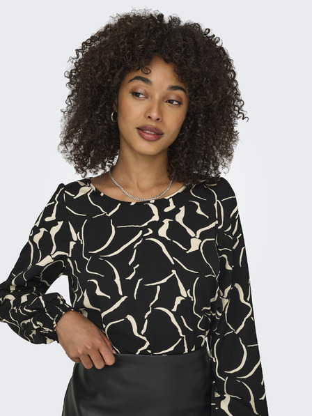 ONLY Beige und schwarz gemusterte Damenbluse ONLY Elite