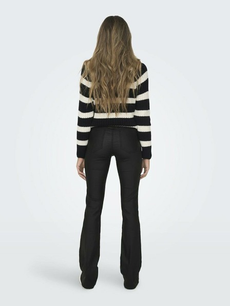 ONLY Schwarze Damen Leder Skinny Schlaghosen ONLY Blush