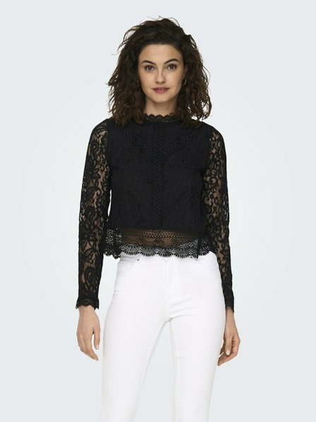ONLY Schwarze Damen-Spitzenbluse ONLY New Karo