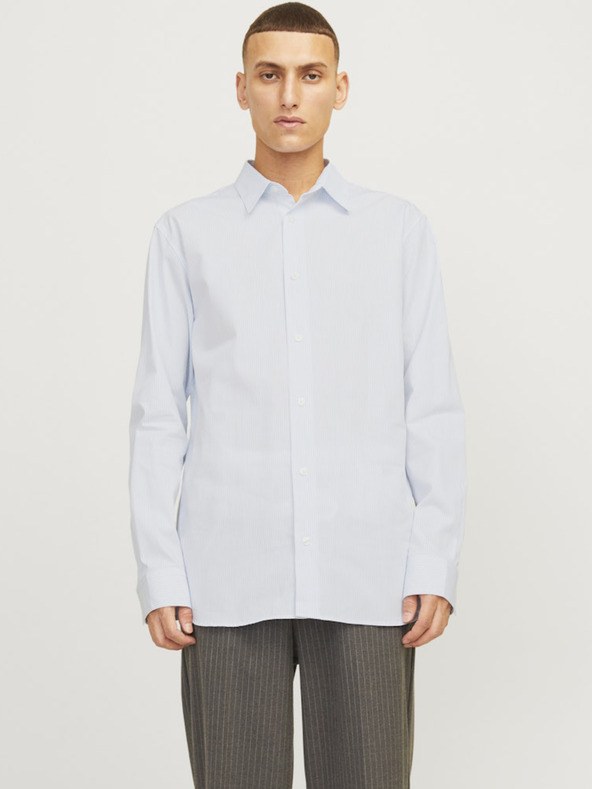 Jack & Jones Weiß-blau gestreiftes Herrenhemd Jack & Jones Bushwick