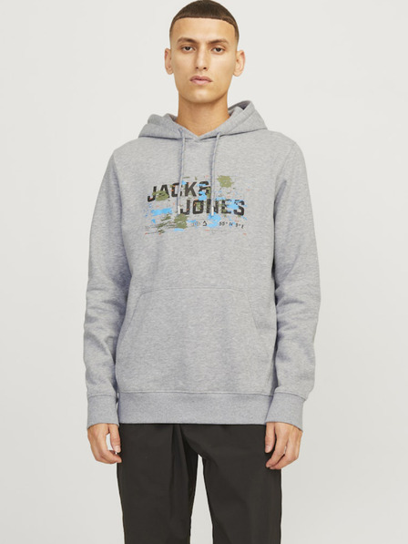 Jack & Jones Hellgrauer Jack & Jones Outdoor-Kapuzenpullover für Herren