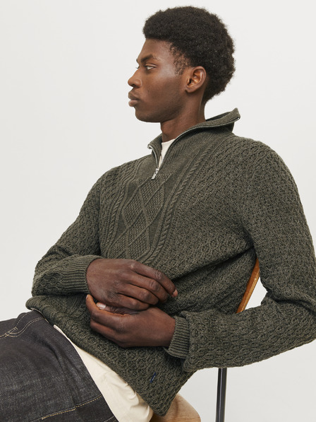 Jack & Jones Khaki Herren Jack & Jones Blunorth Zip Pullover