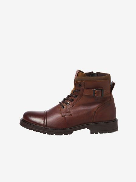 Jack & Jones Dunkelbraune Herren-Stiefeletten aus Leder Jack & Jones Queens