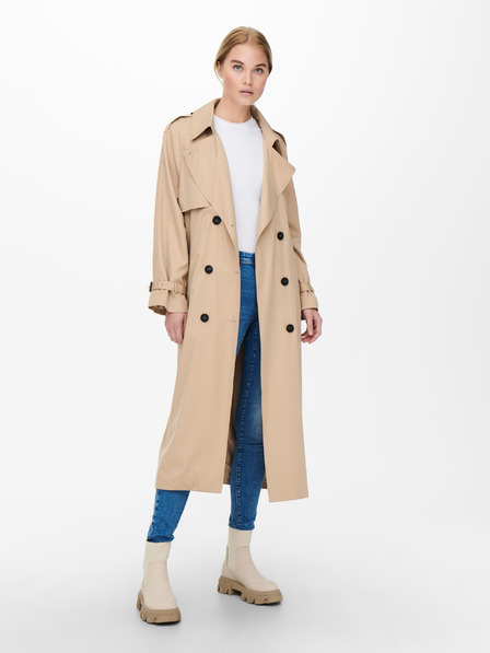 ONLY Beigefarbener, lockerer Trenchcoat mit Krawatte ONLY Chloe