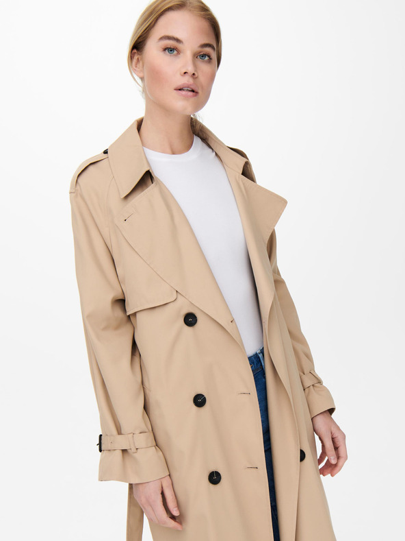 ONLY Beigefarbener, lockerer Trenchcoat mit Krawatte ONLY Chloe