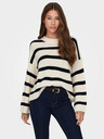 Jacqueline de Yong Schwarzer und cremefarbener gestreifter Damenpullover JDY Justy