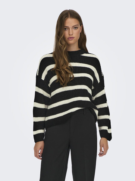 Jacqueline de Yong JDY Justy Creme und Schwarz Gestreifter Pullover für Damen