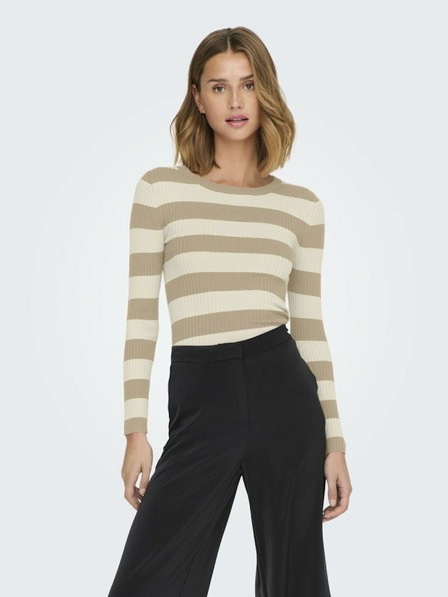 Jacqueline de Yong JDY Plum Beige Gestreifter Pullover für Damen