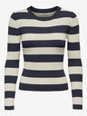 Jacqueline de Yong JDY Plum Beige und Blau Gestreifter Pullover für Damen