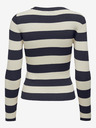 Jacqueline de Yong JDY Plum Beige und Blau Gestreifter Pullover für Damen