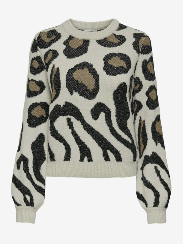 Jacqueline de Yong Beige Gemusterter Damenpullover JDY Lorraine